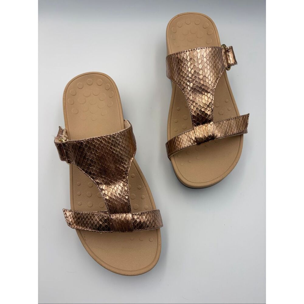 Vionic Ellie Metallic Snake Rose Gold Comfort Wedge Sandals Size 7 - Picture 3 of 10